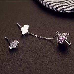 Asymmetric Cloud Rainy Day Dangling Stud Earrings